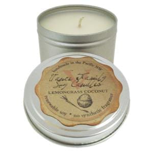 Vance Family Soy Candles Soy Candle, Lemongrass Coconut, in Tin, Non-GMO - 12 x 6.5 ozs. For Sale