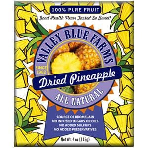 Valley Blue Farms Pineapple, Dried, All Natural - 24 x 4 ozs. Sale