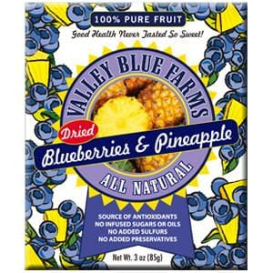 Valley Blue Farms Blueberries & Pineapple, All Natural, Dried - 3 ozs. Hot on Sale