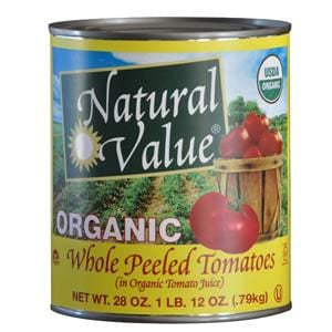 Natural Value Tomatoes, Whole Peeled, Organic - 12 x 28 ozs. For Sale