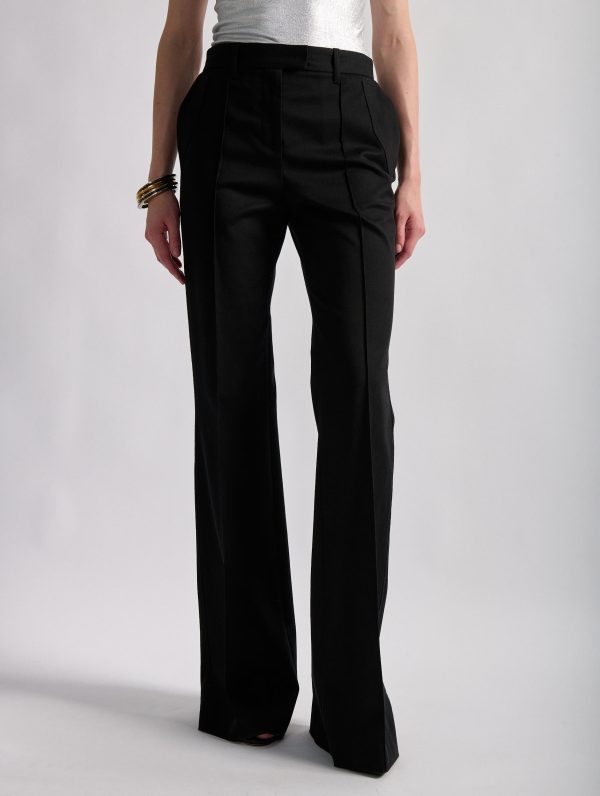 Pantalon bootleg en gabardine de coton stretch noir Hot on Sale