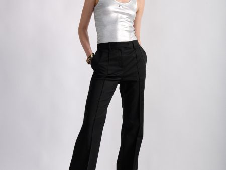 Pantalon bootleg en gabardine de coton stretch noir Hot on Sale