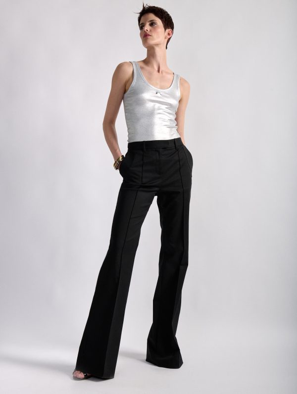 Pantalon bootleg en gabardine de coton stretch noir Hot on Sale