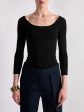 Pull col danseuse en maille seconde peau noir Fashion