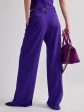 Pantalon taille basse en toile de laine violette Hot on Sale