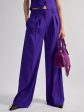 Pantalon taille basse en toile de laine violette Hot on Sale