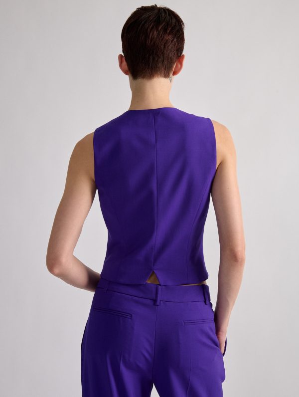 Gilet de costume en toile de laine violet Sale