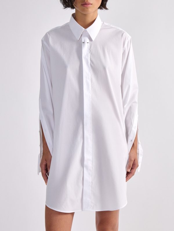 Robe chemise en popeline blanche Discount