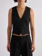 Gilet de costume en toile de laine noir Sale