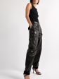 Pantalon cargo en cuir plongé noir Discount