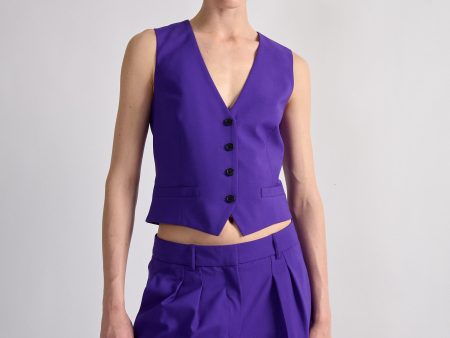 Gilet de costume en toile de laine violet Sale